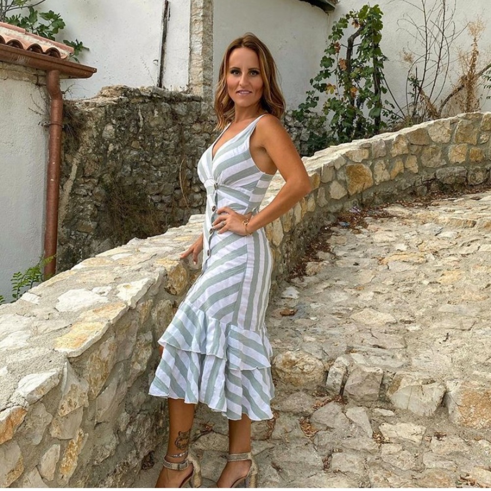Stripped Fishtail Hem Dress
